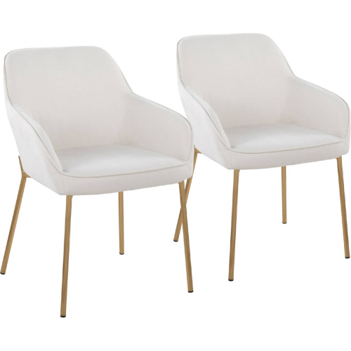 Daniella Dining Chair in Gold & Cream Fabric (Set of 2)
